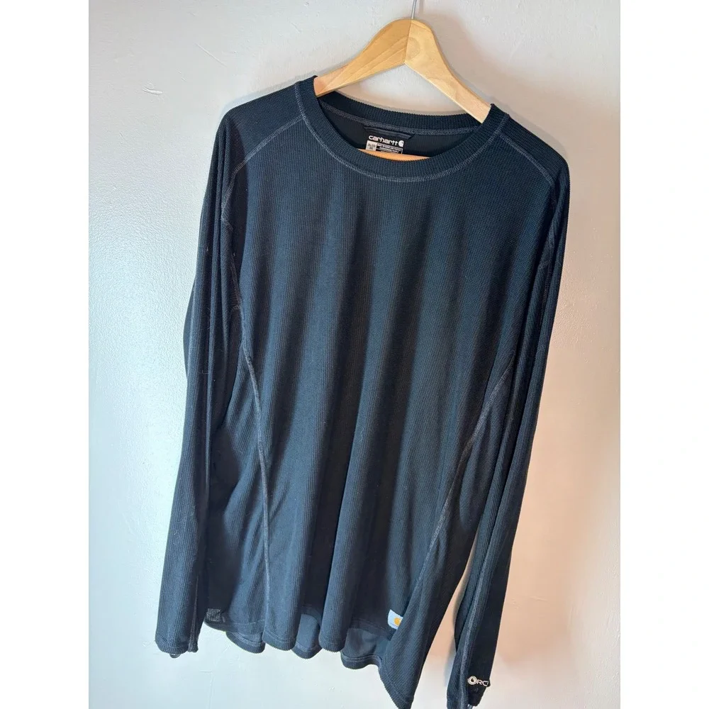 Carhartt Force Mens 3XL Black Waffle Knit Thermal Long Sleeve Base Layer Shirt